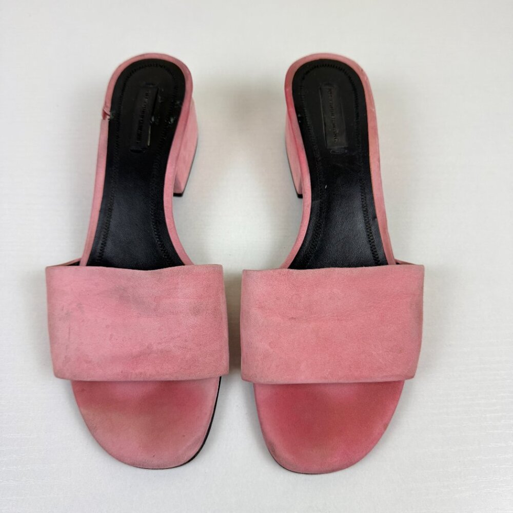 Alexander Wang Pink Suede Block Heel Slides - image 2